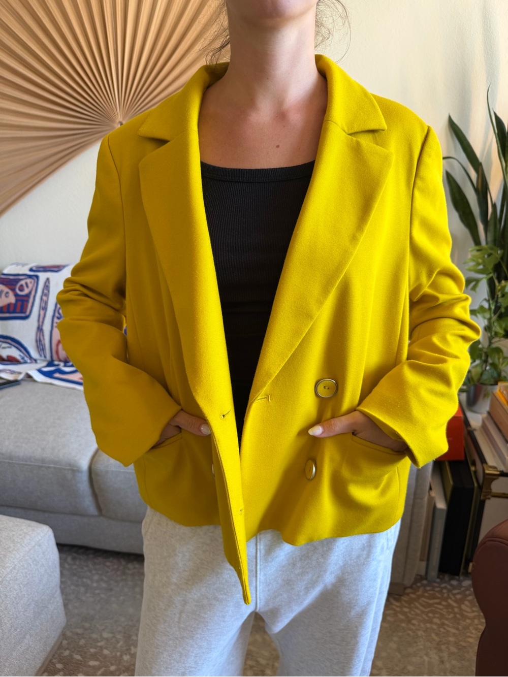 Jules & Leopold Bold Yellow Double-Breasted Blazer